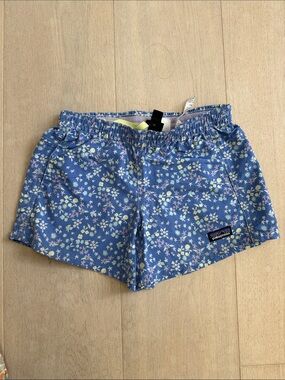 Patagonia Girls Blue Floral Baggies Shorts